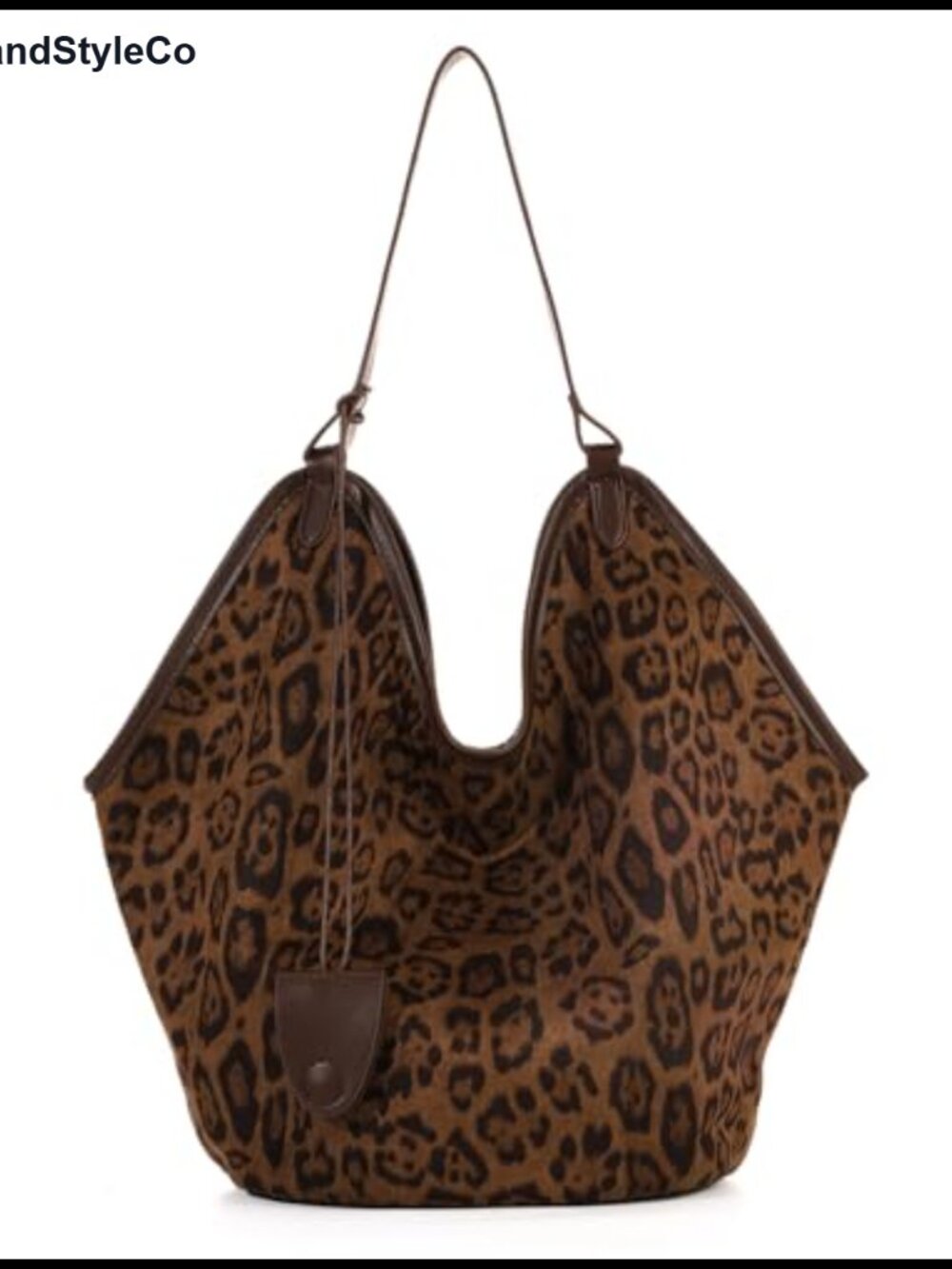 Faux Suede Leopard Tote Bag Large Hobo Shoulder Purse with Pouch